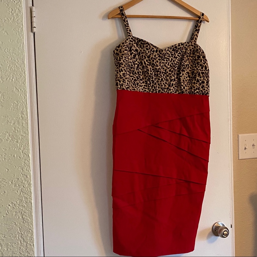 Torrid Red with Leopard Dress 16 NWT